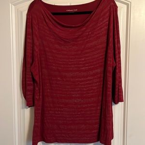Coldwater Creek  - maroon with subtle silver accent stripe. 3/4 sleeve